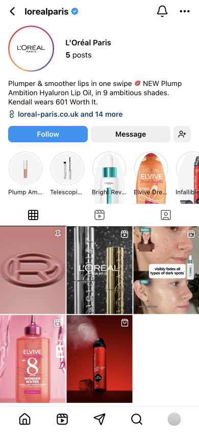 L’Oréal Paris product profile, built with Brand Store