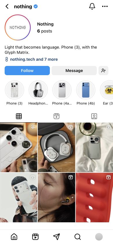 Nothing product profile, built with Brand Store